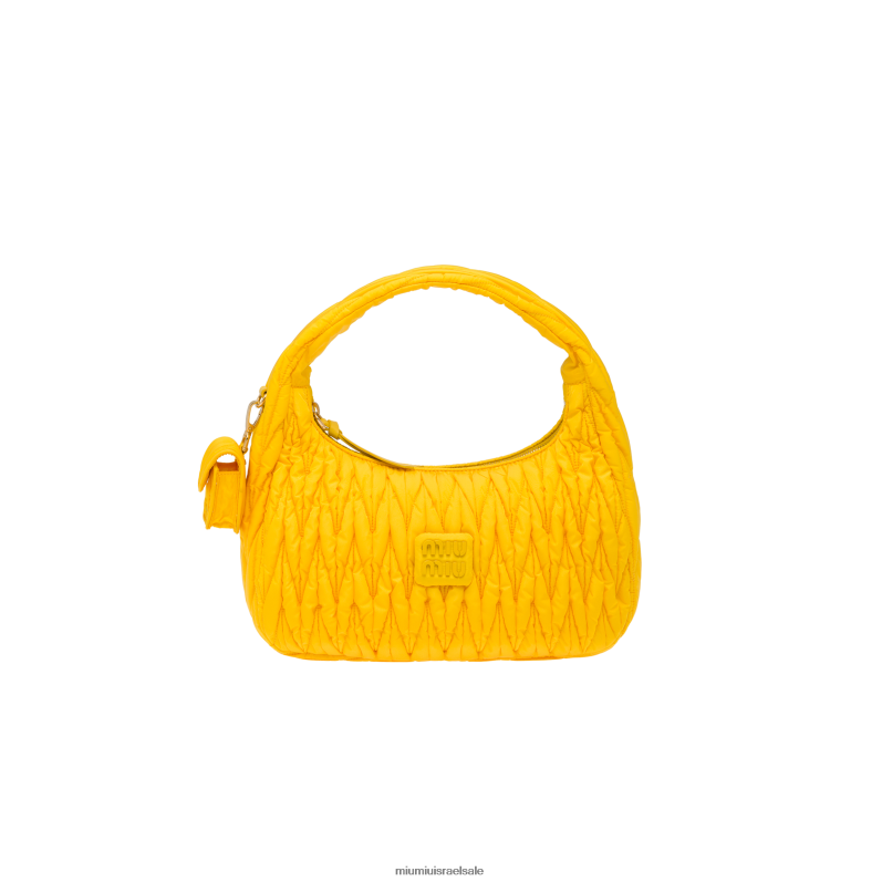 אוסף צהוב Miu Miu wander matelasse תיק נווד משופץ ניילון FNPPL34