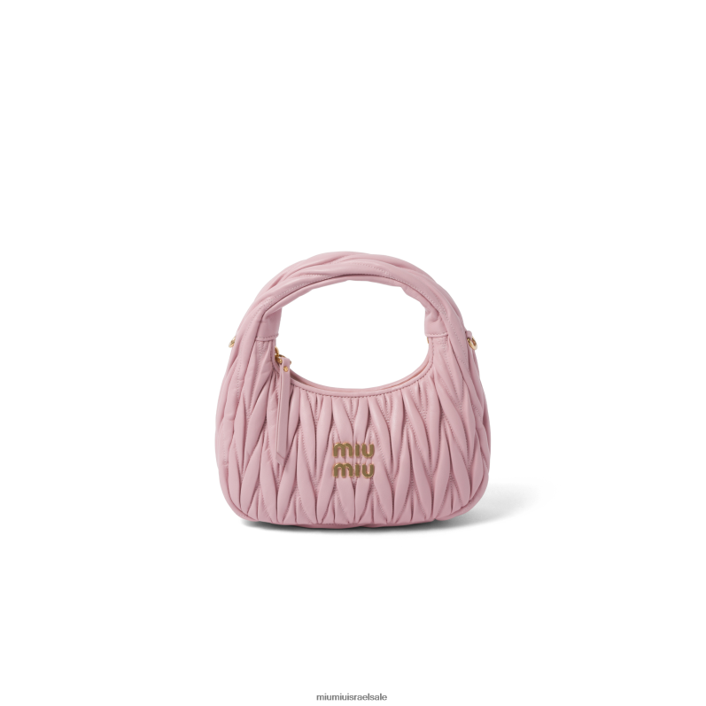 אוסף ורוד בהט Miu Miu wander matelasse תיק מיני נווד מעור נאפה FNPPL7