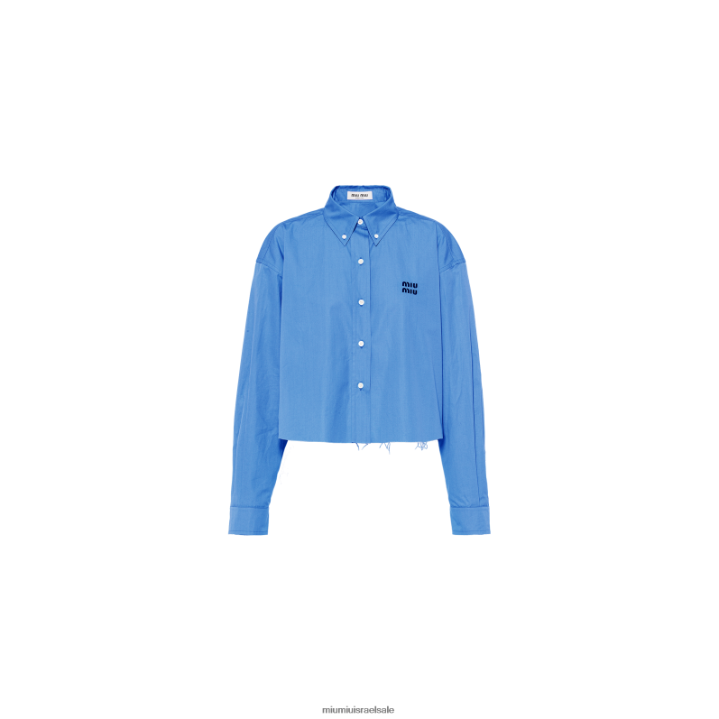 מוכן ללבישה כחול periwinkle Miu Miu חולצת פופלין קצוצה FNPPL667