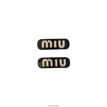 אביזרים לבן שחור Miu Miu קליפס לשיער פרספקס ומתכת FNPPL1120