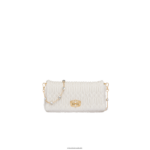 אוסף לבן Miu Miu תיק מעור נאפה קריסטל cloque FNPPL106