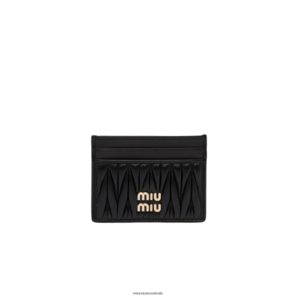 אוסף שָׁחוֹר Miu Miu מחזיק כרטיס מעור נאפה מטלסה FNPPL1035