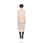 ⁦מוכן ללבישה לבן Miu Miu חצאית מידי אורגנזה רקומה FNPPL910⁩ – תמונה ⁦3⁩