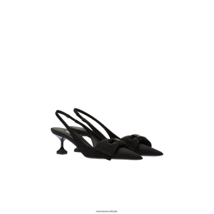 נעליים שָׁחוֹר Miu Miu משאבות slingback סאטן FNPPL205